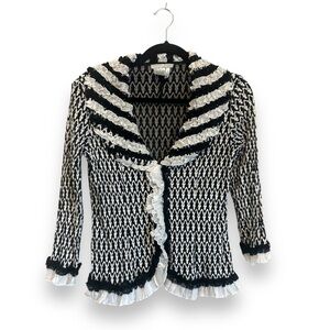Alberto Makali Sequin Cardigan Light Weight Open Black/White | Size Small